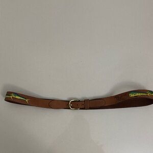 Guy Harvey Brown Leather Belt with Fish Design
